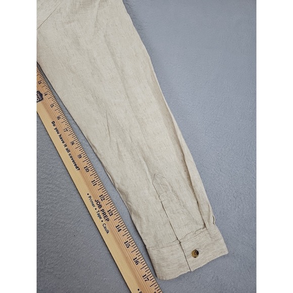 New Old Navy Linen-Blend Button-Down The Boyfriend Shirt Size Medium Beige $40 - Picture 12 of 12